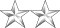 Two white metal stars in a horizontal row