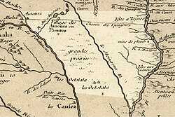 A 1718 map of Iowa showing locations of many Native American tribes, including the Ioway, Omaha, Otoe, Kaw, and the voyageur trail.