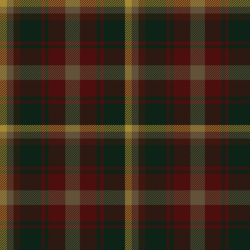 A tartan with wide bands of green and red, and narrower bands of grey and yellow
