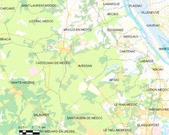 Poziția localității Avensan