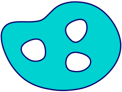 A shape containing several holes.