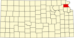 Map of Kansas highlighting Atchison County
