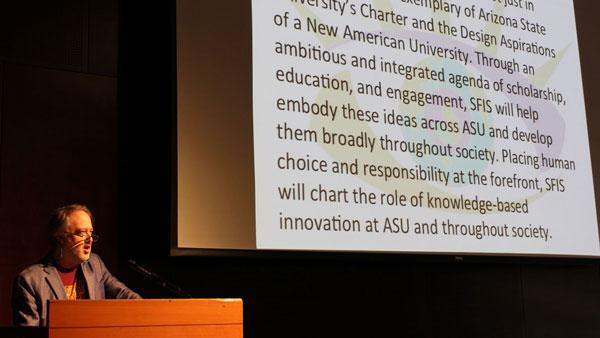 State of the School presentation David Guston giving State of the School presentation