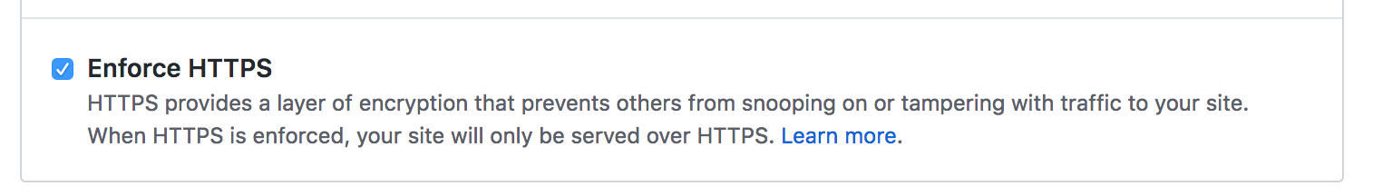 Enforce HTTPS button in Repository settings