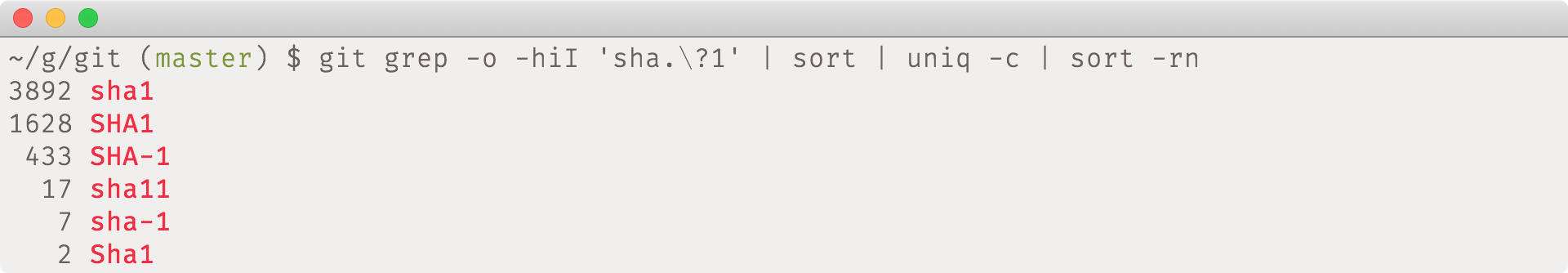 git grep -o example