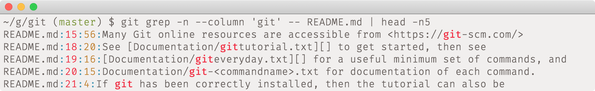 git grep --column example