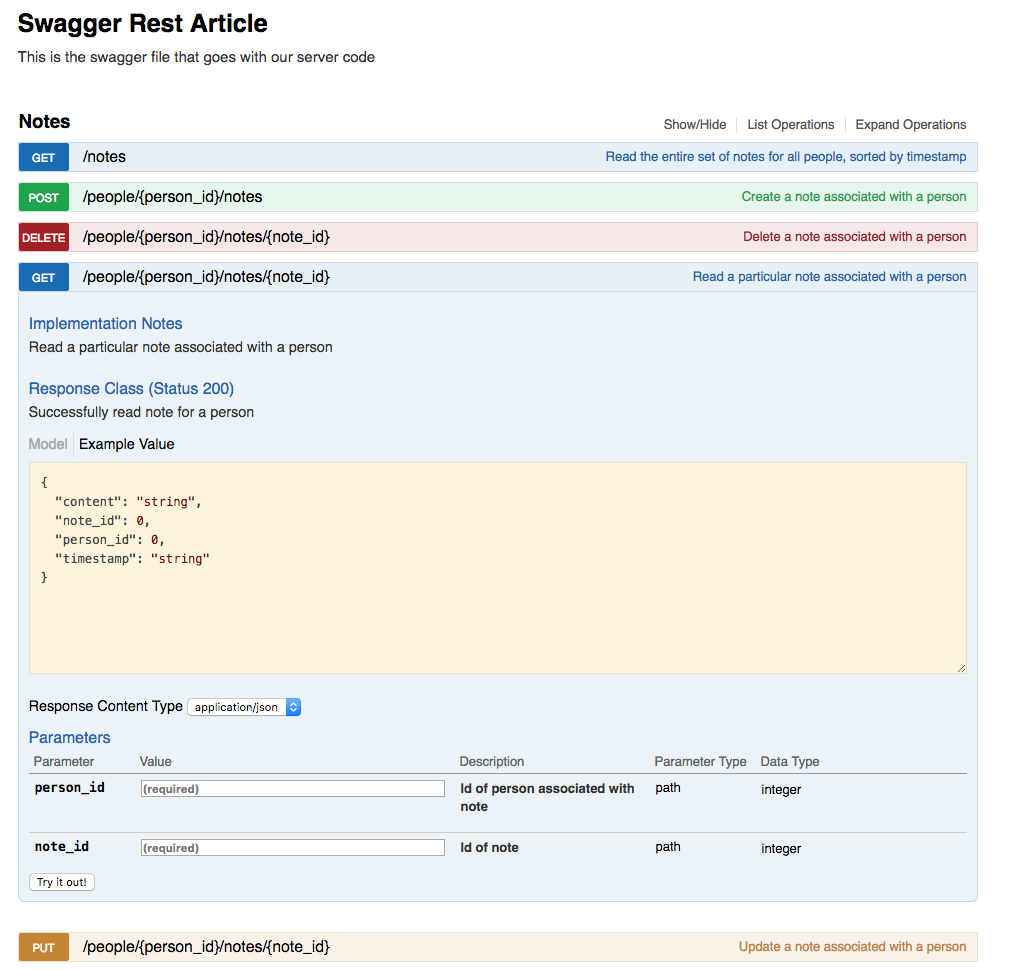 Swagger UI with notes part 3