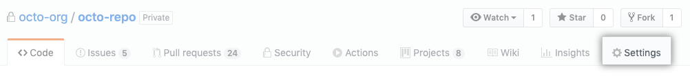 Repository settings button