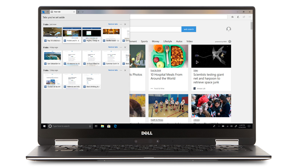 Dell computer showing multiple browser tabs in Microsoft Edge