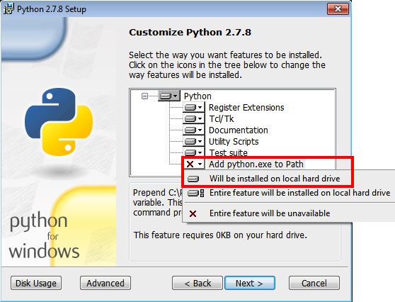 Adding python.exe to the system path