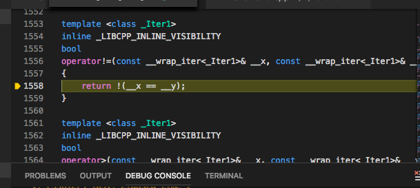 Breakpoint in gcc standard library header
