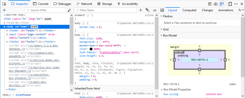 The all-new Inspector panel in Firefox 57.