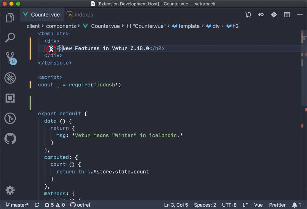 Vetur TypeScript features