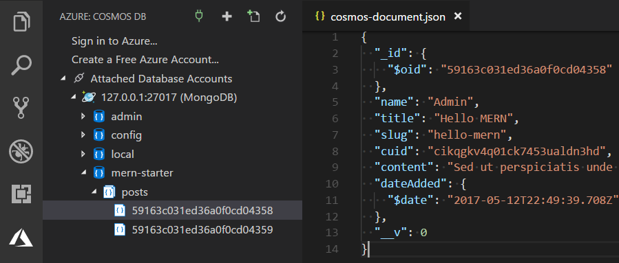 open mongodb document