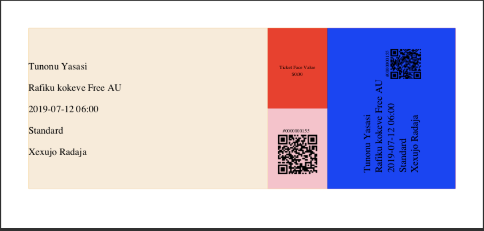ticket layout