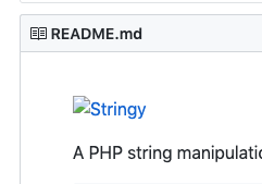 Screenshot of Stringy README showing broken image