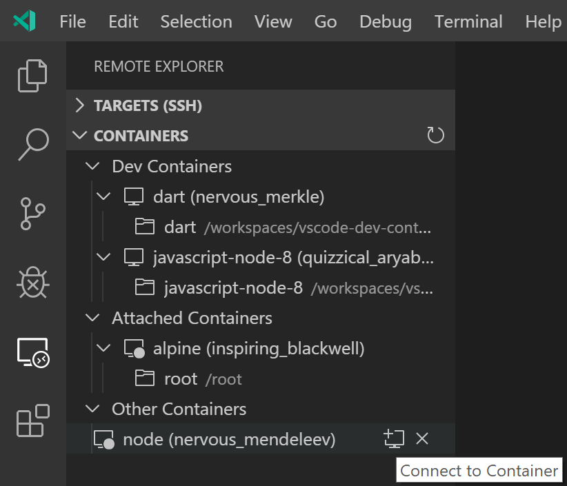 Containers Explorer screenshot