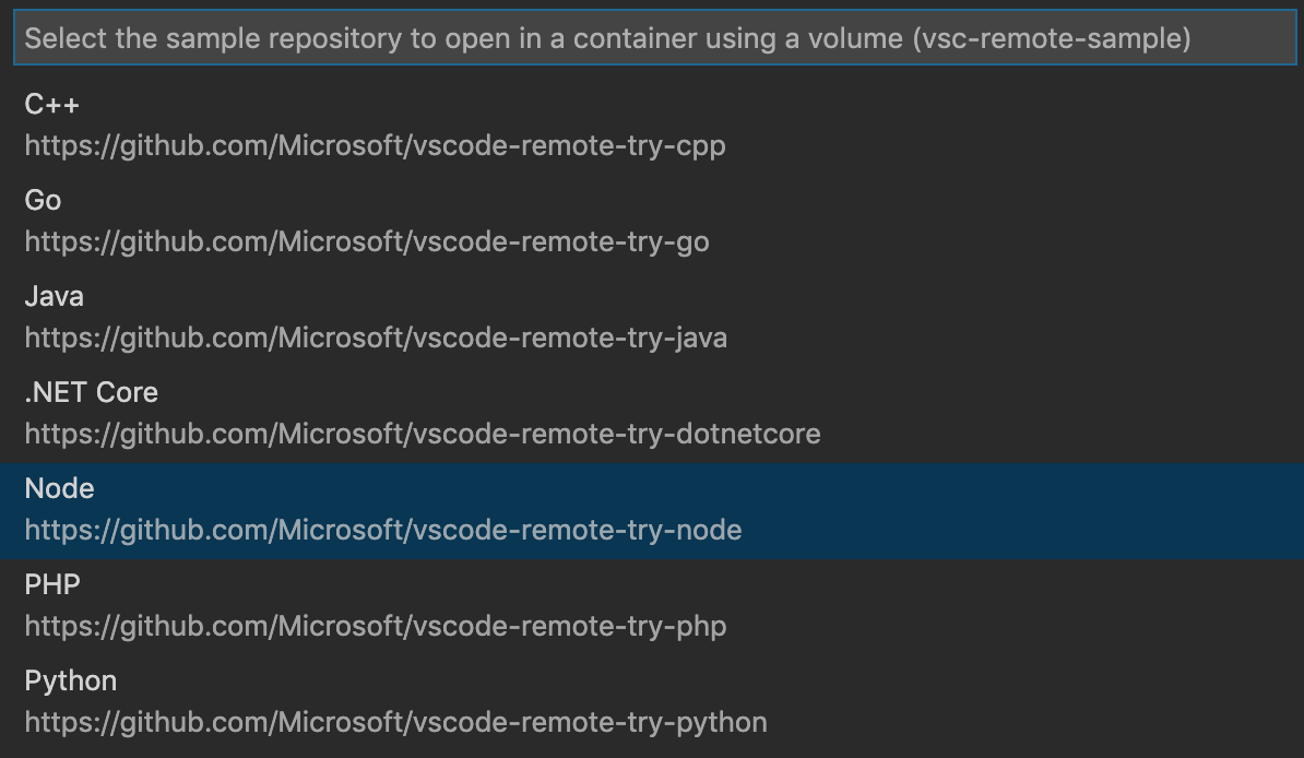 Select a sample from the list