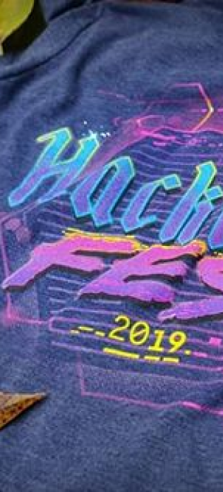 Close up photo of 2019 Hacktoberfest T-shirt