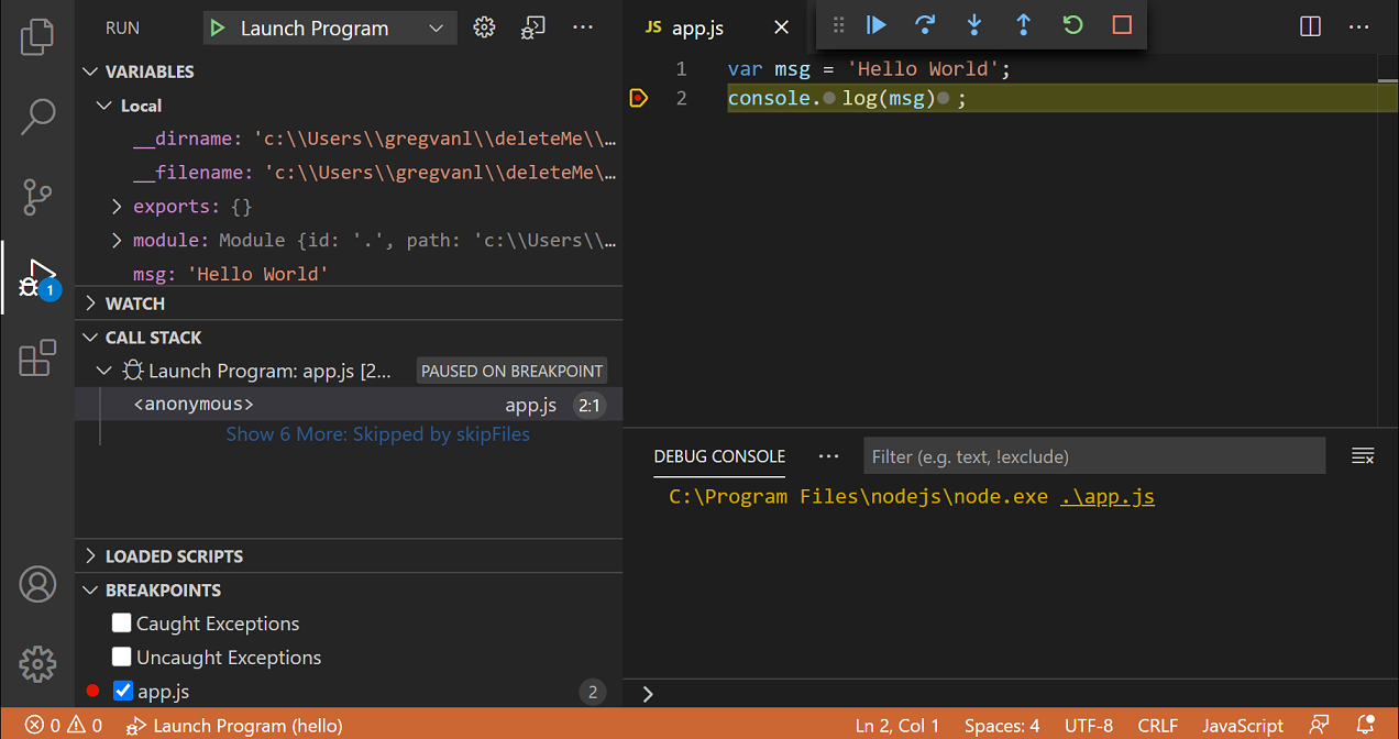 debug session
