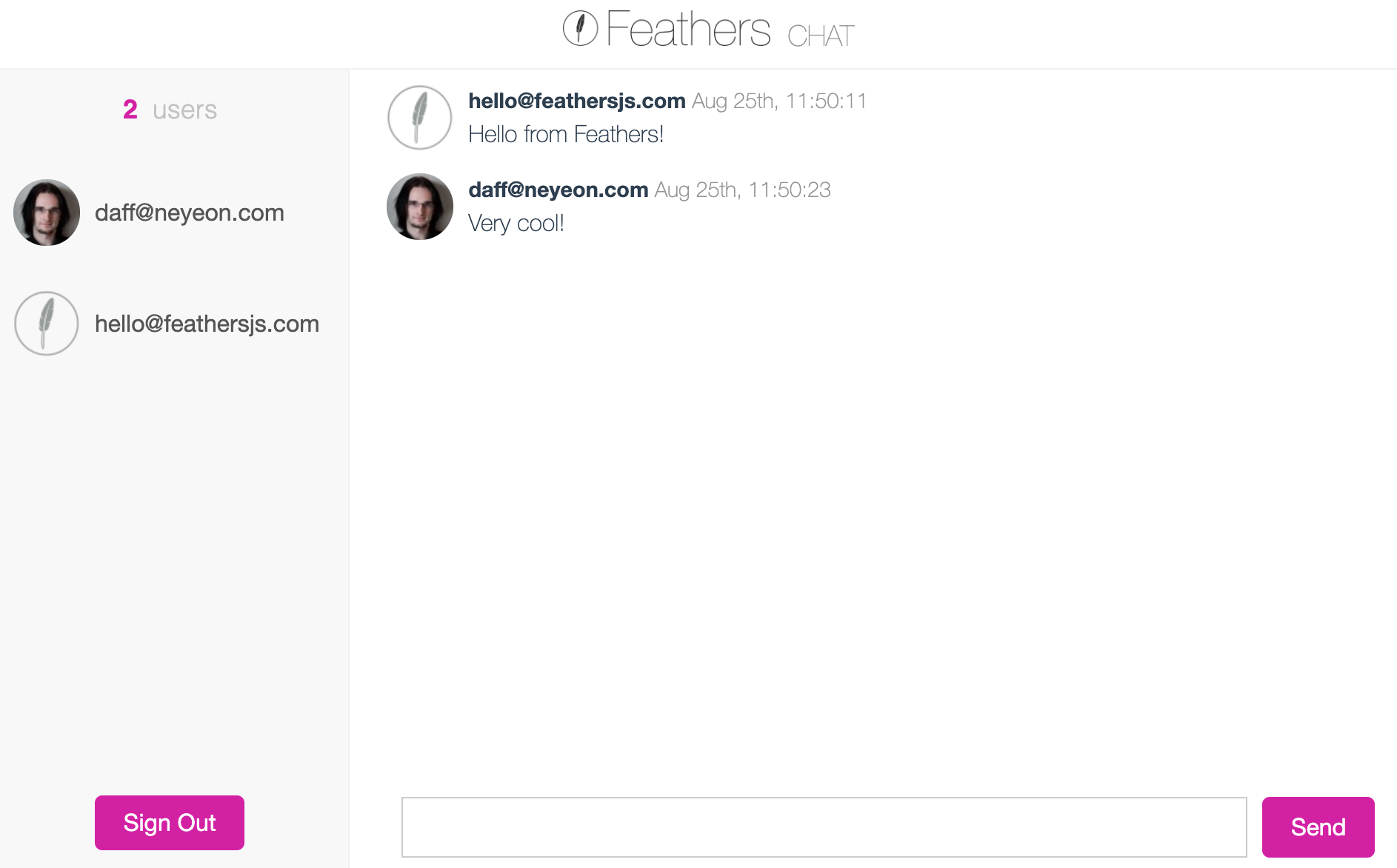 The Feathers chat application