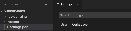 Single-folder workspace settings