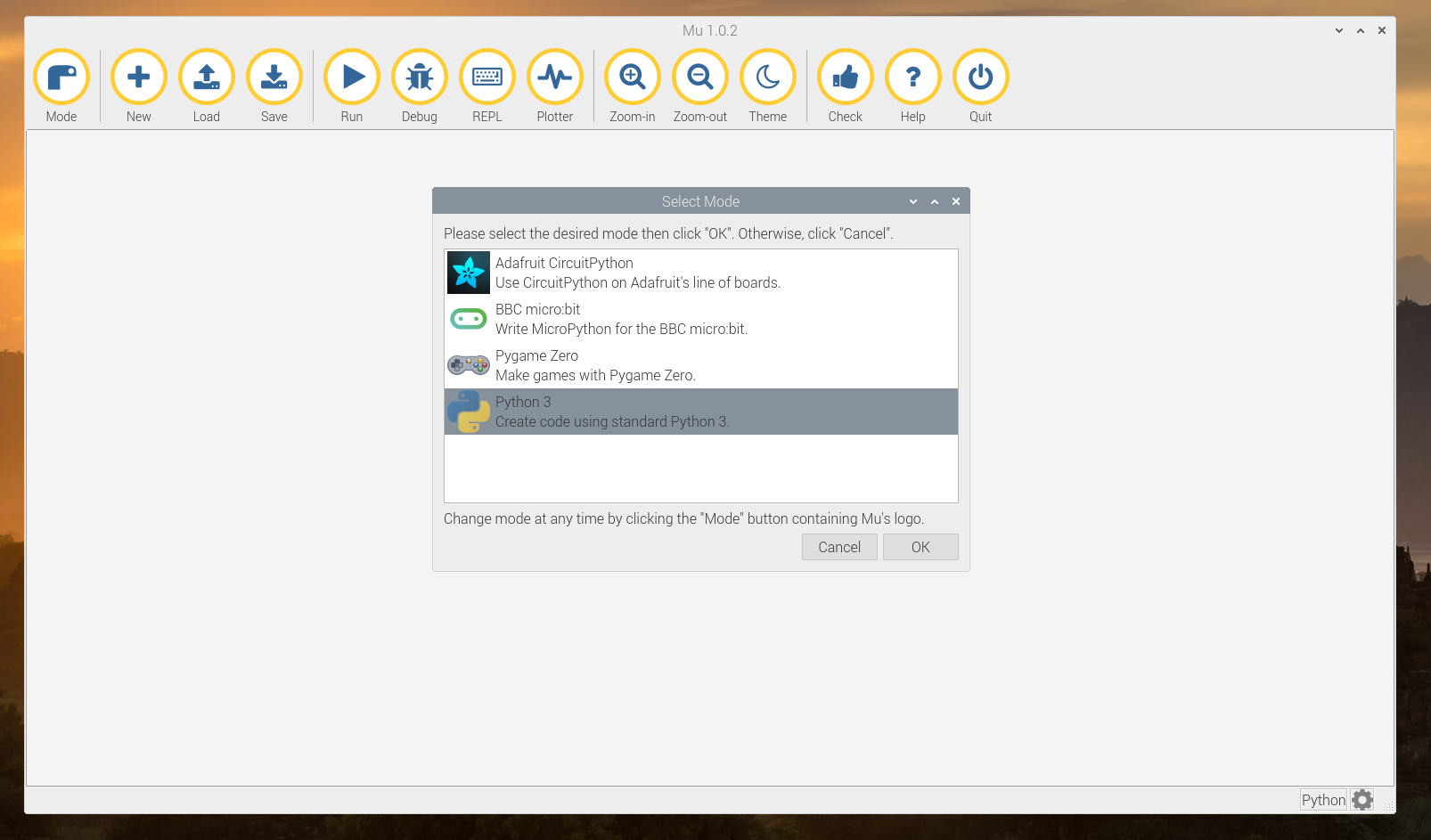 MU Editor Opening Screen