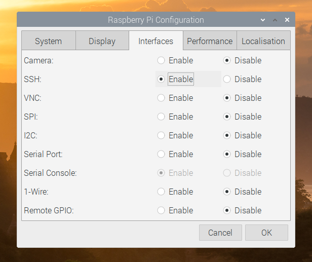 Enable SSH