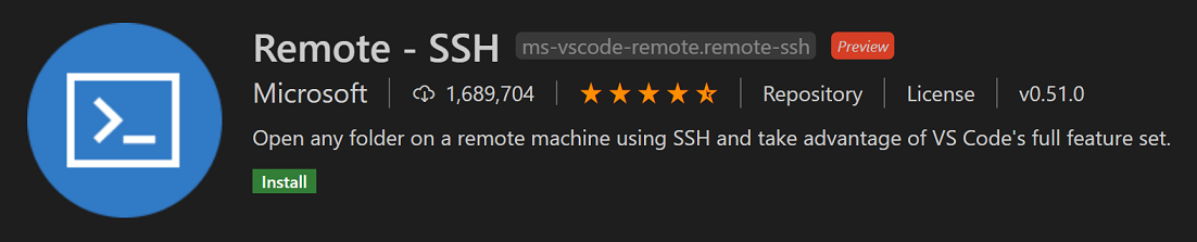Remote - SSH extension