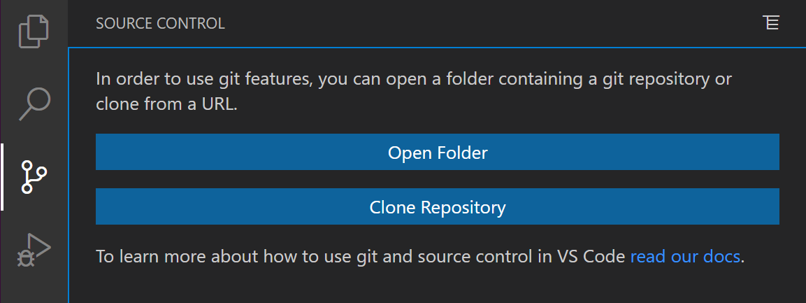 First run Source Control experience