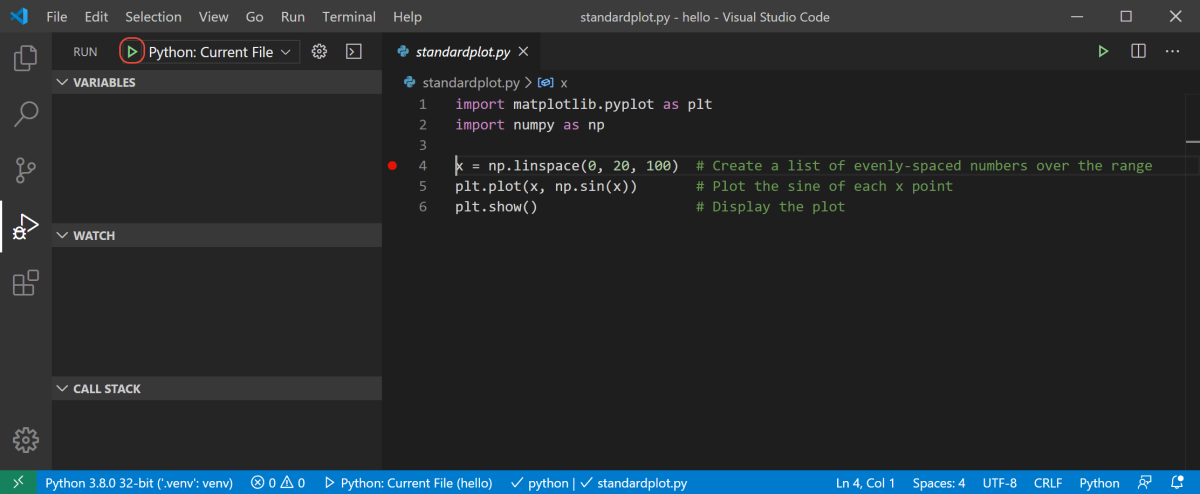 Start debugging