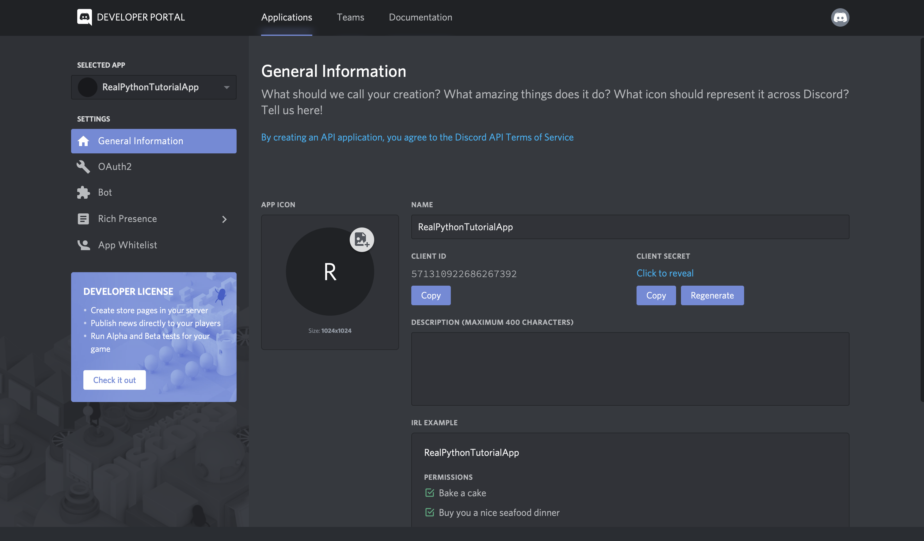 Discord: Application General Information
