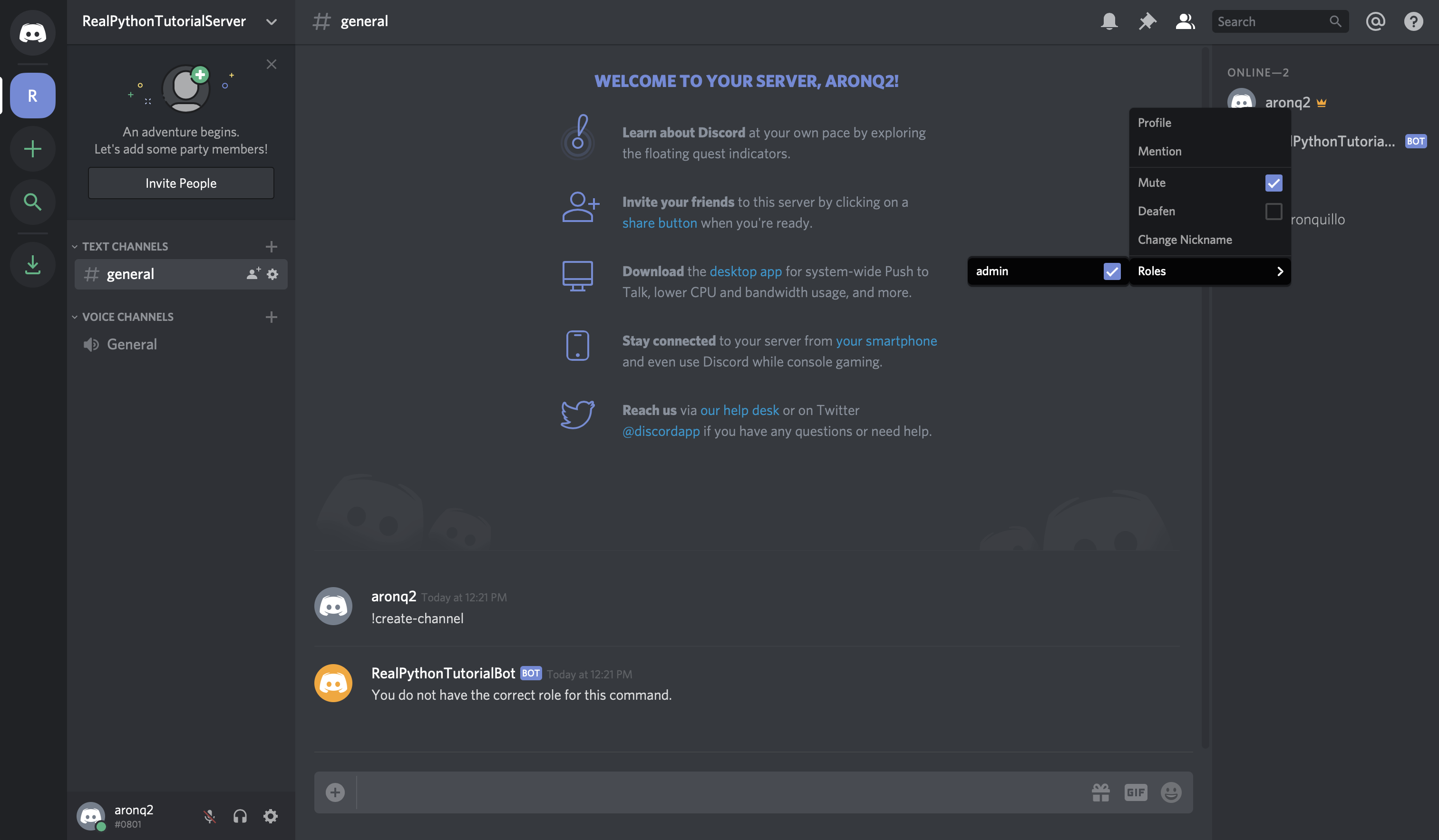 Discord: Grant Admin Role