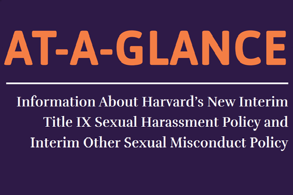At-a-Glance: Information About Harvard’s New Interim Title IX Sexual Harassment Policy and Interim Other Sexual Misconduct Policy