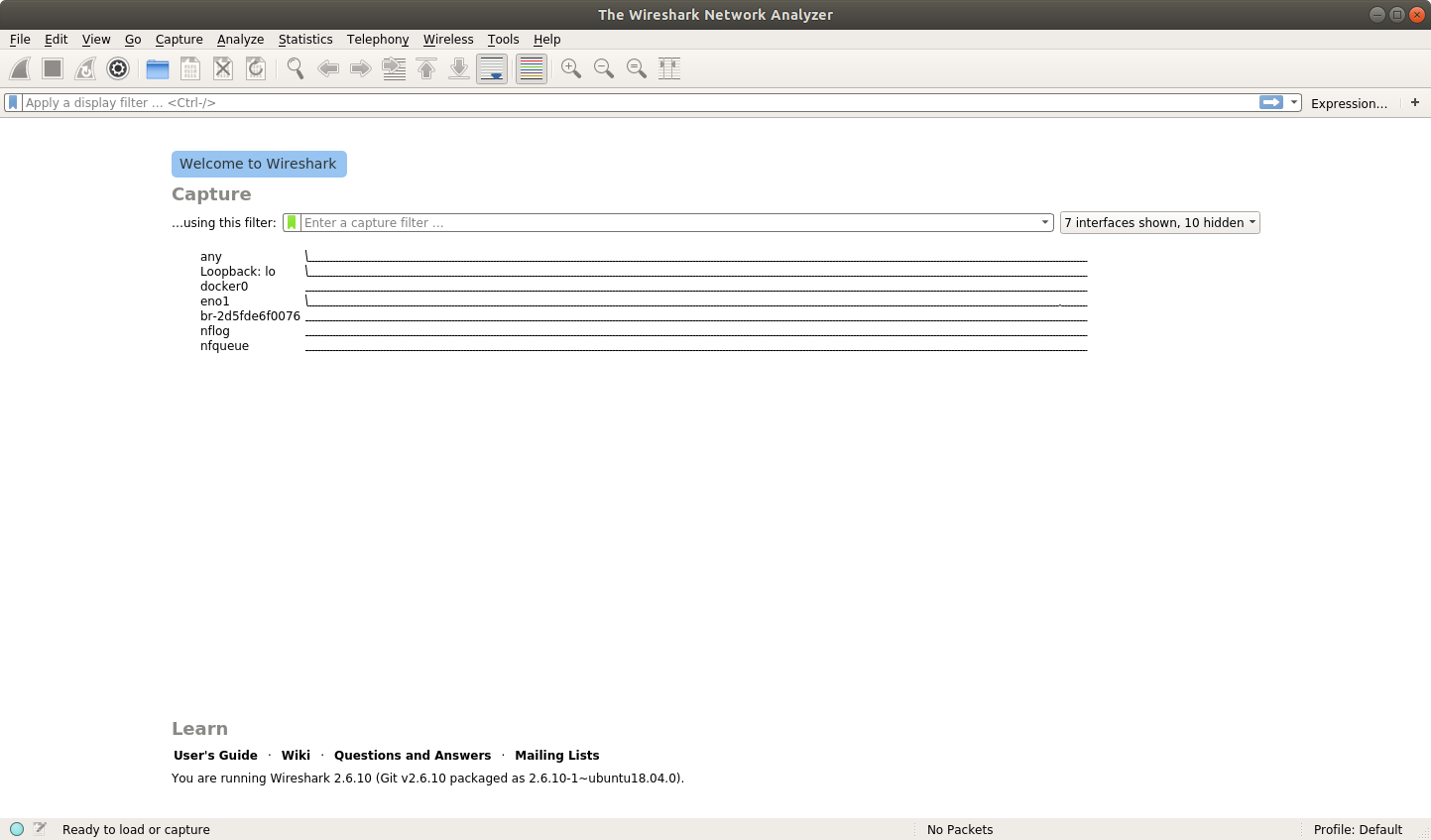Wireshark's main screen