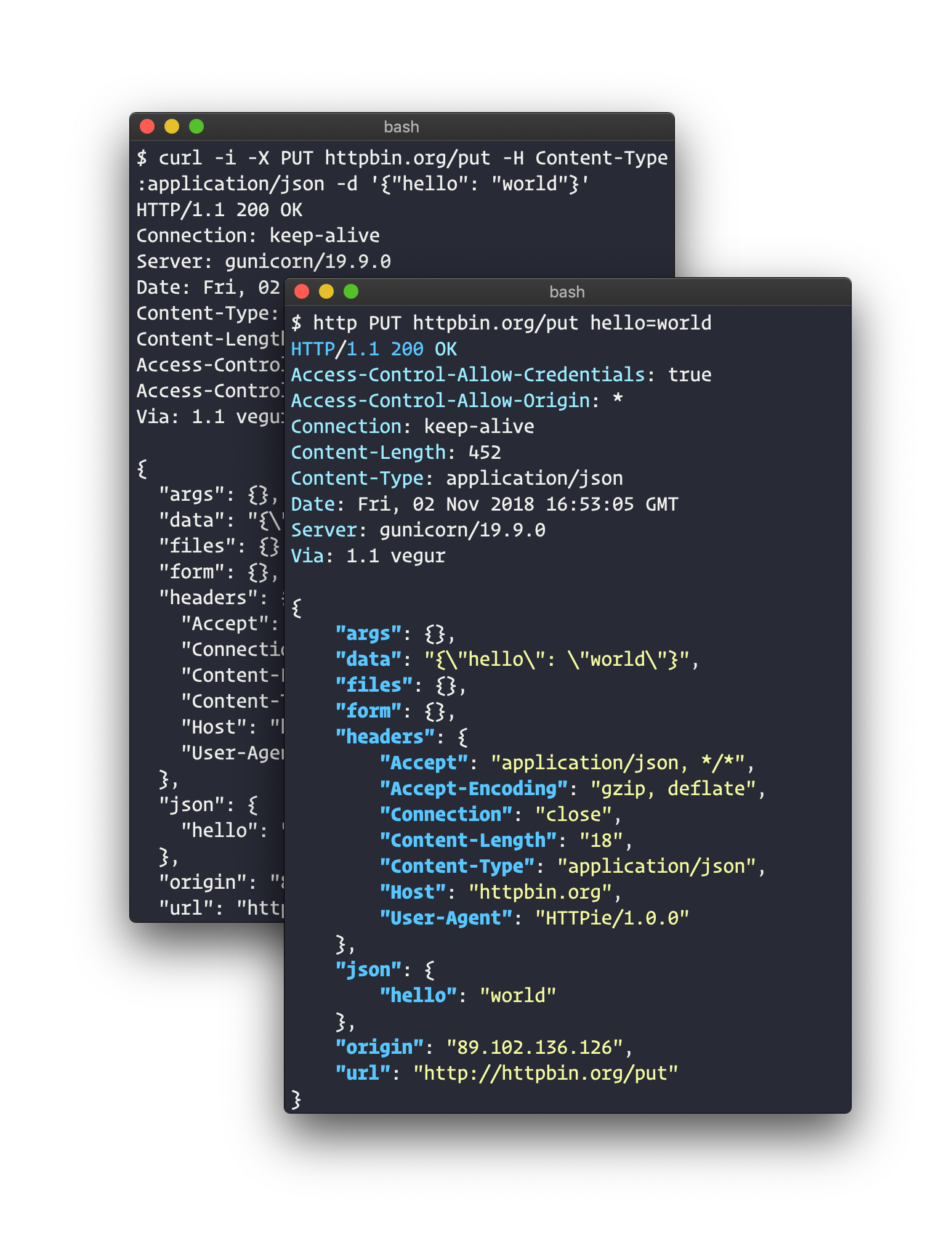 HTTPie compared to cURL
