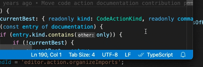 Pinning the TypeScript version via the status item to the Status bar