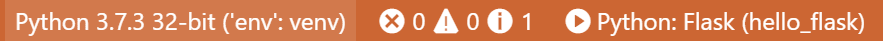 Flask tutorial: appearance of the debugging status bar