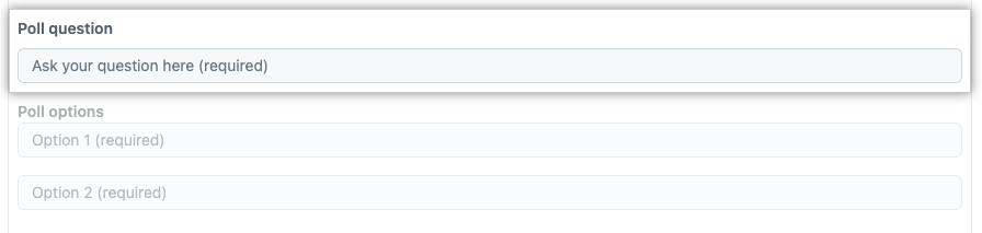Screenshot showing text fields for the poll's question