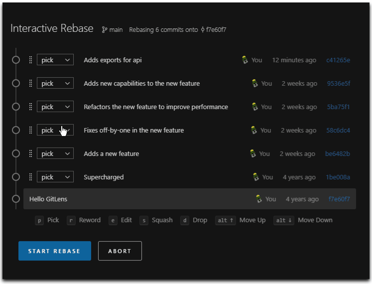 Interactive Rebase Editor