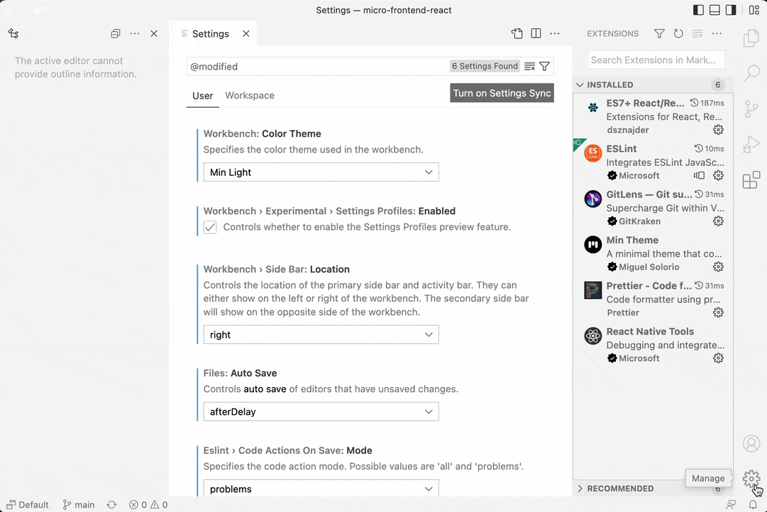 Create Settings Profile
