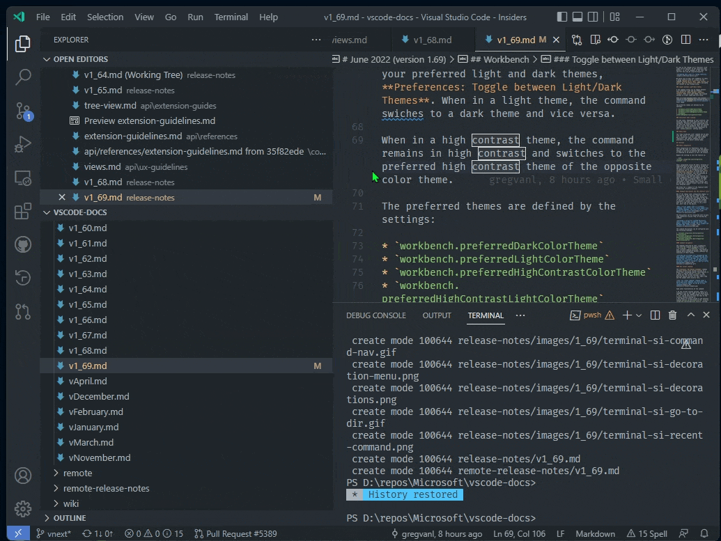 Share menu with Copy vscode.dev Link command