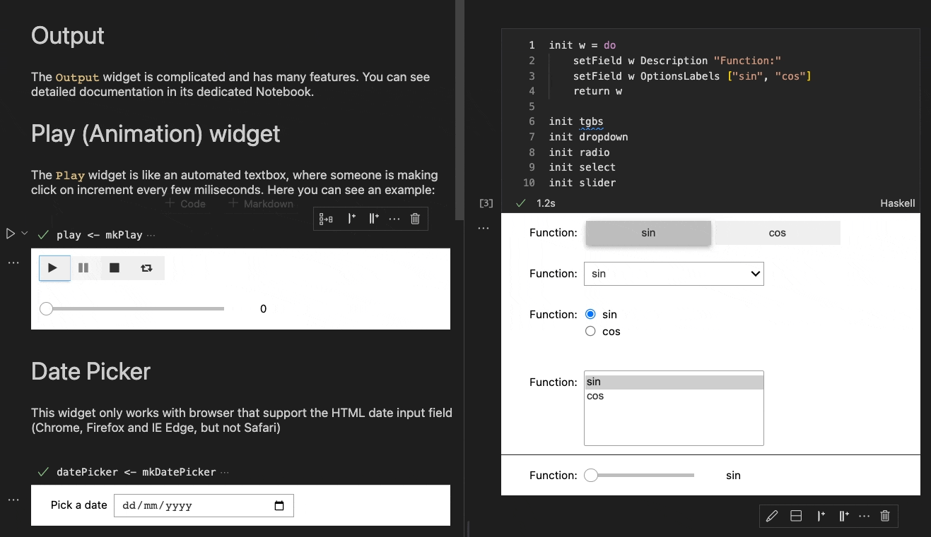 IPyWidget support in IHaskell