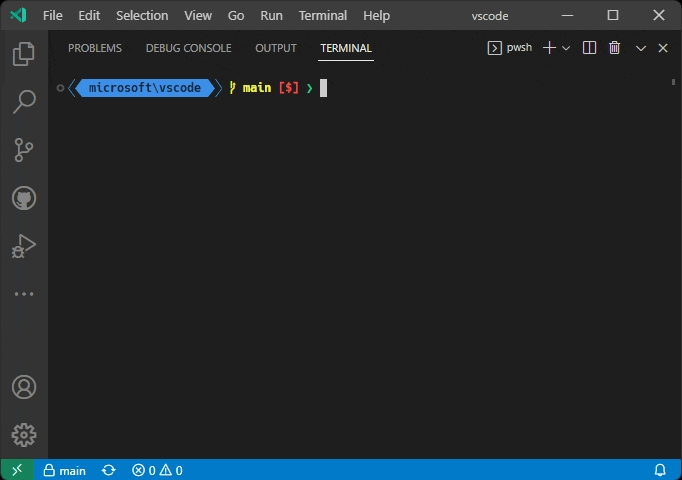 The Go to Recent Directory command shows a Quick Pick with directories previously navigated to, selecting one will run "cd path"