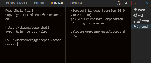 Terminal tabs