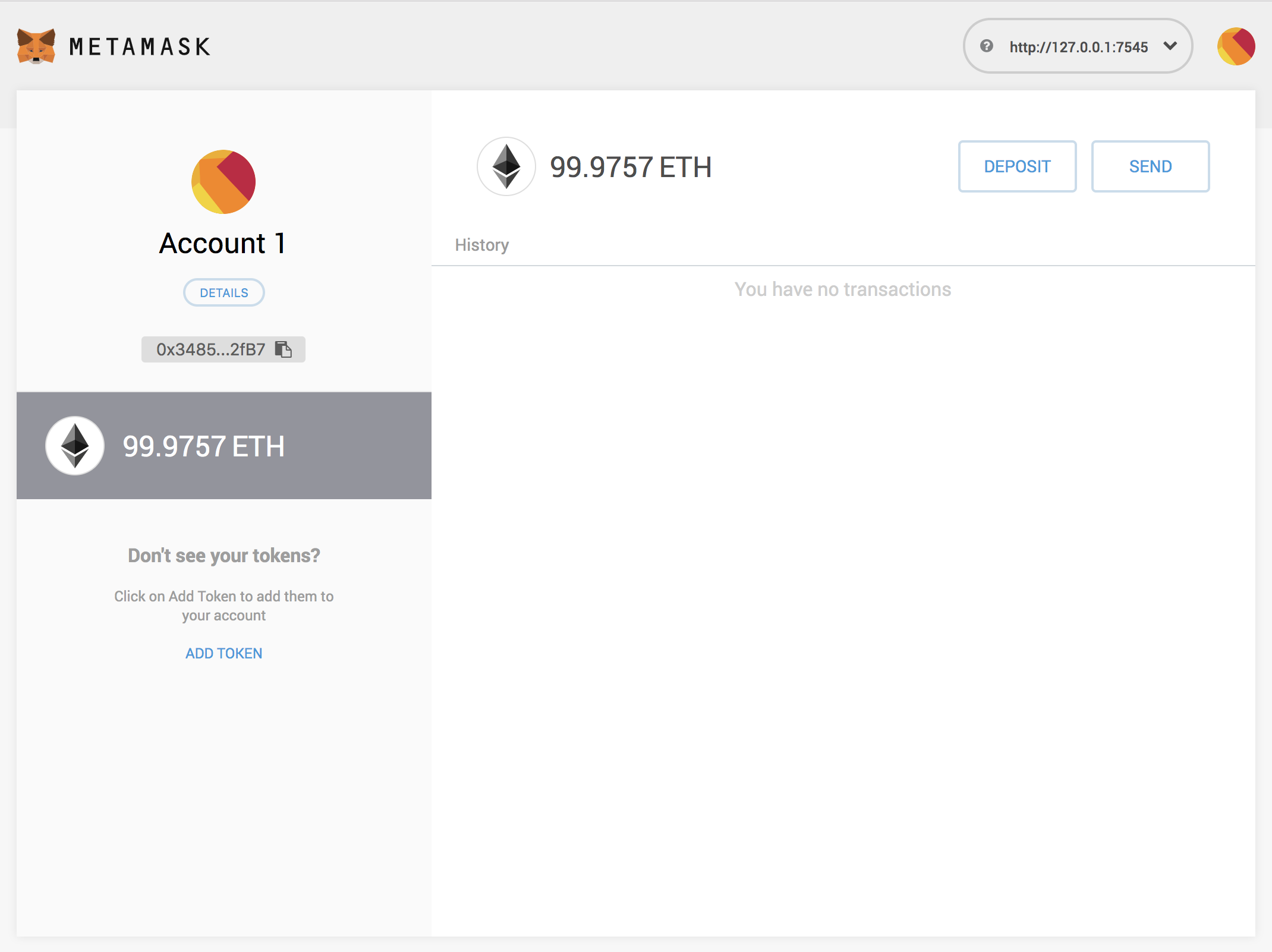 MetaMask account configured MetaMask account configured