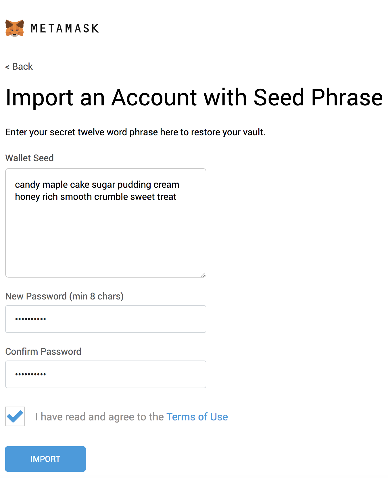 MetaMask seed phrase MetaMask seed phrase