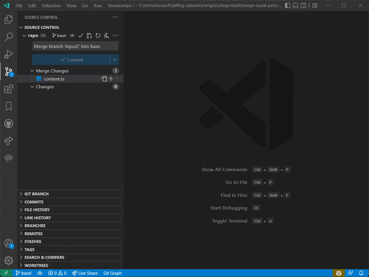 Use Open File in the merge editor to see old decorators
