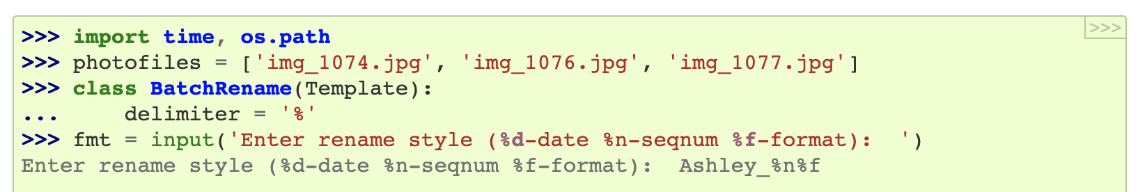 Before change (code to show)