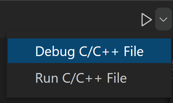 Screenshot of play button drop-down